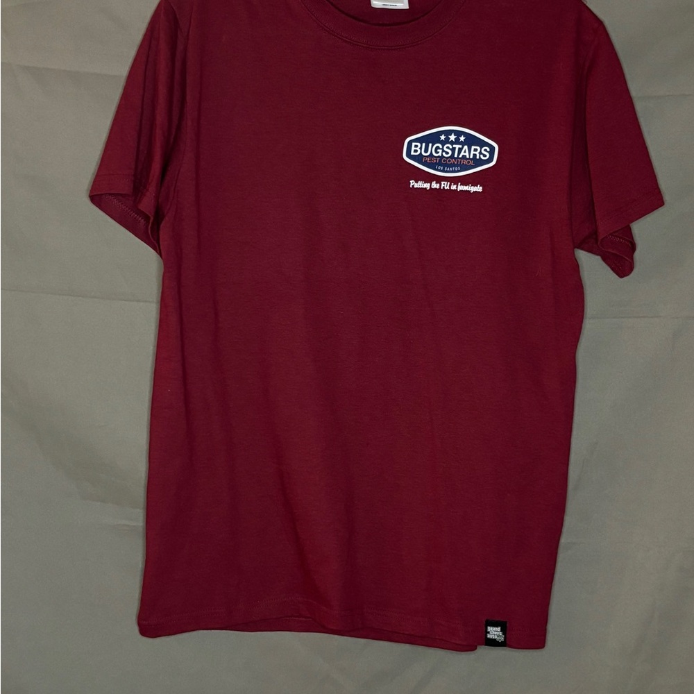 Deep Red Casual Short-Sleeved T-Shirt with BUGstar GTAV LOGO